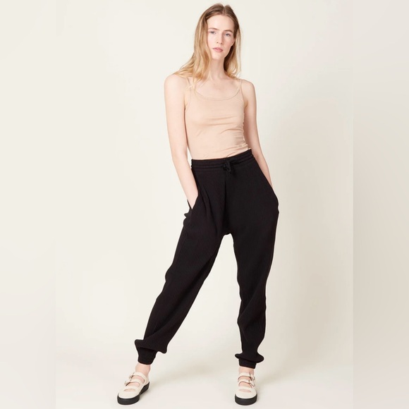 Baserange Black Ribbed Organic Cotton Jogger - Picture 1 of 9